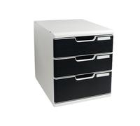 Cassettiera Modulo A4 - 35x28,8x32 cm - 3 cassetti - grigio/nero - Exacompta