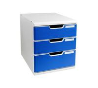 Cassettiera Modulo A4 - 35x28,8x32 cm - 3 cassetti - grigio/blu - Exacompta