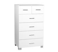 Cassettiera multiuso 61x103h cm con 4+2 cassetti in legno Bianco lucido