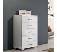 Cassettiera multiuso 61x103h cm con 5 cassetti in legno Bianco Lucido