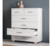 Cassettiera multiuso 81x103h cm con 4+2 cassetti in legno Bianco Lucido