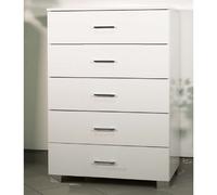 Cassettiera multiuso 81x103h cm con 5 cassetti in legno Bianco Lucido