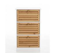 Cassettiera Multiuso in Legno di Abete Mobiletto Salvaspazio con 3 Cassetti | Bianco e Naturale Dimensioni 31,5 x 30 x H63,5 cm, Ideale per Camera