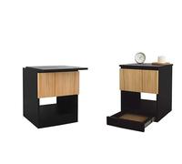 Cassettiera nera con frontale in pino e doppio compartimento segreto serratura NFC App Bluetooth mobile camuffato comodino occultato vano nascosto push open cassaforte invisibile arredo antifurto