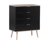 Cassettiera Nera e MDF Colore Legno Chiaro con 4 Cassetti 93 x 79 cm Walpi