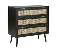 Cassettiera nera e rattan naturale OPOCO