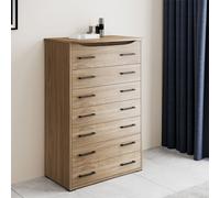 Cassettiera noce 7 cassetti in legno Mobile settimino camerretta 76x41x127H