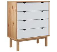 AX Cassettiera 76.5x39.5x90cm Stile Scandinavo Marrone Bianco Serie OTTA 348584