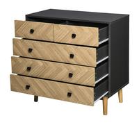 HOMCOM Cassettiera per Camera da Letto in Legno con 5 Cassetti, Stile Vintage Industriale, Grigio Scuro, 80x40x80cm