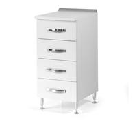 Cassettiera per cucina componibile da 40 cm con 4 cassetti, realizzata in legno 100% MADE IN ITALY (Bianco con cassetti Bianco Frassino)