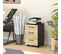 Cassettiera per ufficio HOMCOM con 4 ruote 3 cassetti 40x42x65 cm rovere e nero