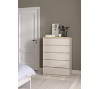 Cassettiera Piccilli, settimino Multiuso con 5 cassetti, comò Elegante per Camera da Letto, 77x50 h111 cm, Beige