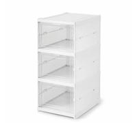 Cassettiera Plastica Trasparente 3 Cassetti Impilabile, Organizer Armadio Salvaspazio, Scatole Portaoggetti Modulari con Apertura Frontale, Contenitori Vestiti Scarpe Accessori Ufficio
