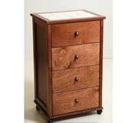 Cassettiera POKER in legno con piano in ceramica e ruote NOCE