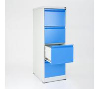 Cassettiera porta documenti con 4 cassetti e serratura Dimensioni 460x620x h 1325 mm Struttura in metallo verniciato - Piedini antiscivolo - finitura Blu blu