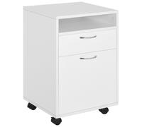 Cassettiera Portadocumenti da Ufficio in Legno con 2 Cassetti e Ruote Bianco 40x35x60 cm