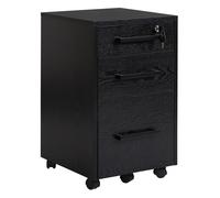Cassettiera Portadocumenti Da Ufficio Schedario Con 3 Cassetti E Serratura, In Legno, Nero, 39.2 X 40 X 65.4cm