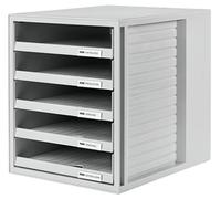 Cassettiera portadocumenti HAN SET-ARMADIO - design accattivante per documenti fino al formato C4, 5 cassetti aperti, grigio chiaro, 1401-11
