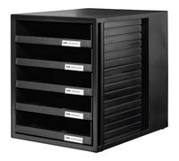 Cassettiera portadocumenti HAN SET-ARMADIO - design accattivante per documenti fino al formato C4, 5 cassetti aperti, nero, 1401-13