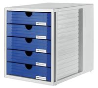 Cassettiera SYSTEMBOX HAN in polistirolo con 5 cassetti chiusi blu - R00593 1450-14