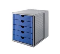 Cassettiera portadocumenti HAN - SYSTEMBOX KARMA - design accattivante per documenti fino al formato C4, certificato ANGELO BLU, 5 cassetti chiusi, grigio ecologico/blu ecologico, 14508-16
