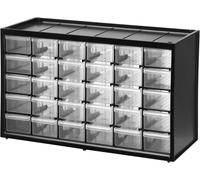 Cassettiera Portaoggetti Con 30 Scomparti Nero/Trasparente per Utensili e Viti