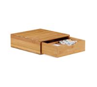 Relaxdays Cassettiera Portaoggetti in Bambù, Organizer con Cassetti da Scrivania, HLP 10 x 29,5 x 30 cm, Colore Naturale