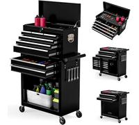 Cassettiera portautensili ad alta capacità con ruote e cassetti, armadio portaoggetti a 8 cassetti, organizer rimovibile, cassetta degli attrezzi mobile con serratura per officina, meccanica, garage