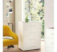 Cassettiera Primula, Settimanale a 4 cassetti per Camera da Letto, Mobiletto Multiuso da Ufficio o Studio, 60x41h87 cm, Bianco