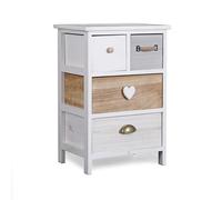 Cassettiera Retrò Vintage in Legno di Paulonia con 4 Cassetti, Mobile Multicolor con Due Cassetti Piccoli e Due Cassetti Larghi, Design Unico per Soggiorno Camera da Letto o Ingresso, 40x29x58 cm