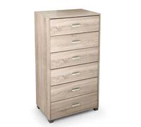 CASSETTIERA ROBUSTA MODERNA 6 CASSETTI SETTIMINO ROVERE SBIANCATO 1206840 cm