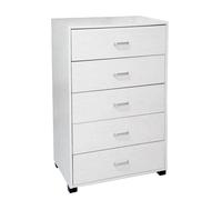 CASSETTIERA ROBUSTA SETTIMINO 5 CASSETTI MODERNO ROVERE BIANCO LEGNO 1016840cm