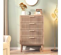 Cassettiera Rosahqnda in rattan con credenza a 4/6 cassetti, manico in legno, piastra traspirante, montaggio rapido