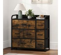 Cassettiera rustica BALCONERA marrone con 7 cassetti in tessuto - Moderna cassettiera per camera da letto, soggiorno e corridoio COSTRUZIONE DI QUALITÀ - La cassettiera YITAHOME è realizzata con una s