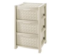CASSETTIERA ARIANNA 3 CASSETTI EFFETTO RATTAN COLORE ANGORA CM 39X39X63,5 H