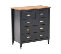 Cassettiera scandinava 5 cassetti piano in legno nero Shillington