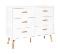 Cassettiera scandinava 6 cassetti gambe in legno bianco