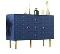 Cassettiera scandinava con motivo a squame di pesce, 2 ante e 3 cassetti, ripiani regolabili, blu navy, elegante, per soggiorno e camera da letto, altezza 82 cm, larghezza 120 cm, altezza 82 cm