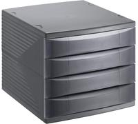 Cassettiera/Scatola Da Ufficio Quadra Con 4 Cassetti, Plastica (PS), Senza BPA,