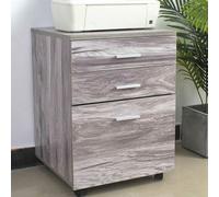 BAKAJI Cassettiera Mobile Scrivania Mobiletto Porta Stampante in Legno MDF con 3 Cassetti e 4 Ruote Girevoli Design Moderno Arredamento Casa Ufficio Dimensione 46,5 x 45 x 64 cm (Grigio)