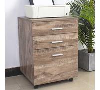 Cassettiera Scrivania Ufficio Legno MDF Mobiletto Stampante 3 Cassetti Tortora