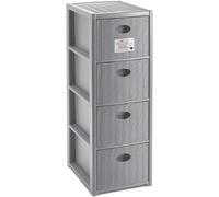 Cassettiera slim grigia 4 cassetti mobile per bagno cucina ufficio portaoggetti