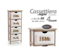 CASSETTIERA SLIM SALVASPAZIO 4 CASSETTI HOME LEGNO BIANCA MARRONE 883628