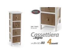 CASSETTIERA SLIM SALVASPAZIO 4 CASSETTI MOBILETTO LEGNO BIANCO MARRONE 802632