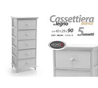 CASSETTIERA SLIM SALVASPAZIO 5 CASSETTI CUCINA BAGNO SALOTTO BIANCA TOT 904029