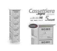 CASSETTIERA SLIM SALVASPAZIO 5 CASSETTI LEGNO BIANCO CLASSICO MODERNO 982632cm