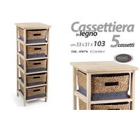 CASSETTIERA SLIM SALVASPAZIO 5 CASSETTI VIMINI MOBILETTO LEGNO 1033331 cm