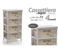 CASSETTIERA SLIM SALVASPAZIO MOBILETTO 4 CASSETTI LEGNO MARRONE BIANCO h734029