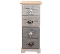 Cassettiera Stretta Comodino con 4 Cassetti Colorato Shabby per Camera da Letto