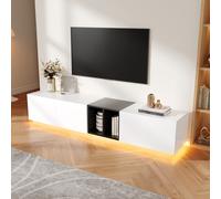 Cassettiera TV in contrasto bianco e nero design essenziale con spazio aperto e cassetti robusto durevole e di facile cura